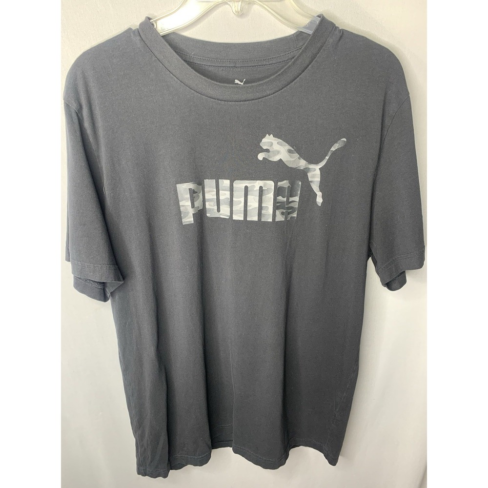 Mens Large Black PUMA Camo Graphic Tshirt Short Sleeve Shirt
